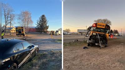 Serious injury crash involving school buses closes State Highway 25